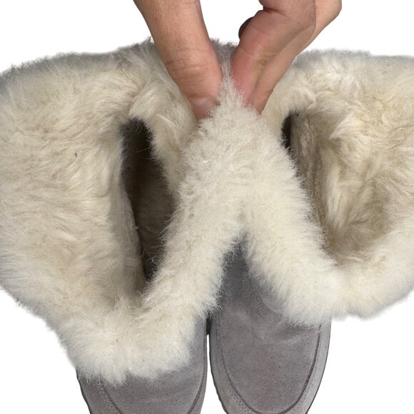 Sorel Out N About Gray Suede leather Faux fur lined Winter Booties Women's sz9 - Picture 9 of 10